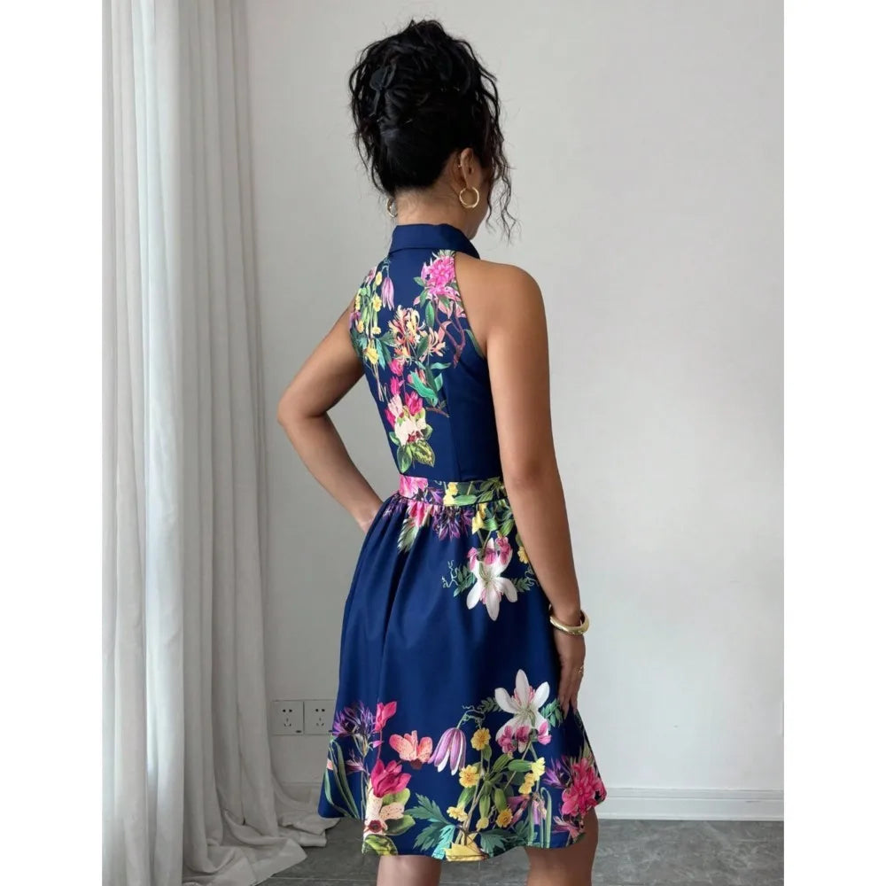 Floral Halter Neck Summer Dress