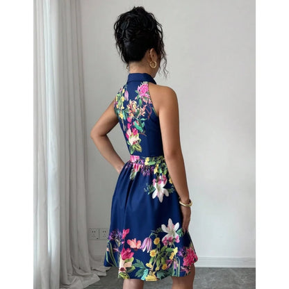 Floral Halter Neck Summer Dress