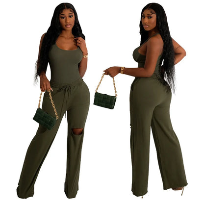 Casual Two Piece Wide Leg Set