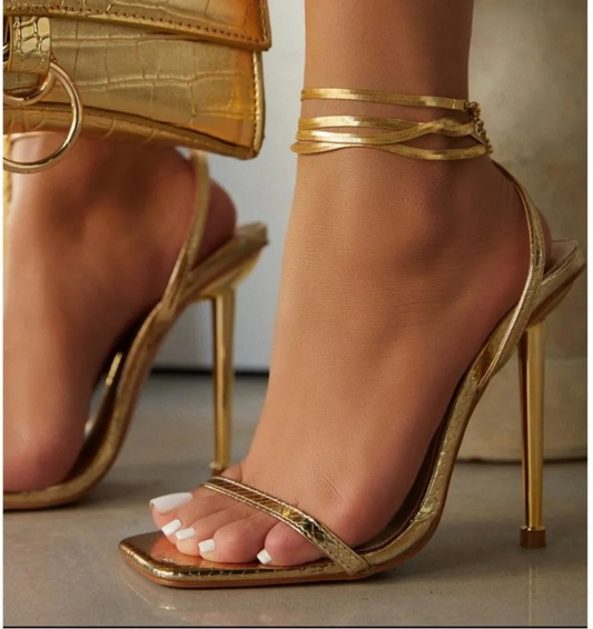 Ankle Strap Thin Heeled Sandals