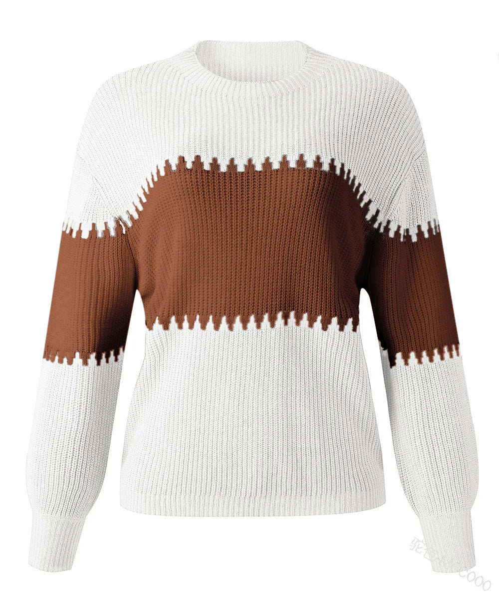 Effortless Chic Color Block Knit Sweater