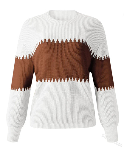 Effortless Chic Color Block Knit Sweater