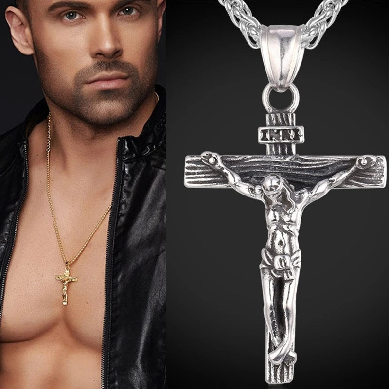 Stainless Steel Crucifix Pendant Necklace