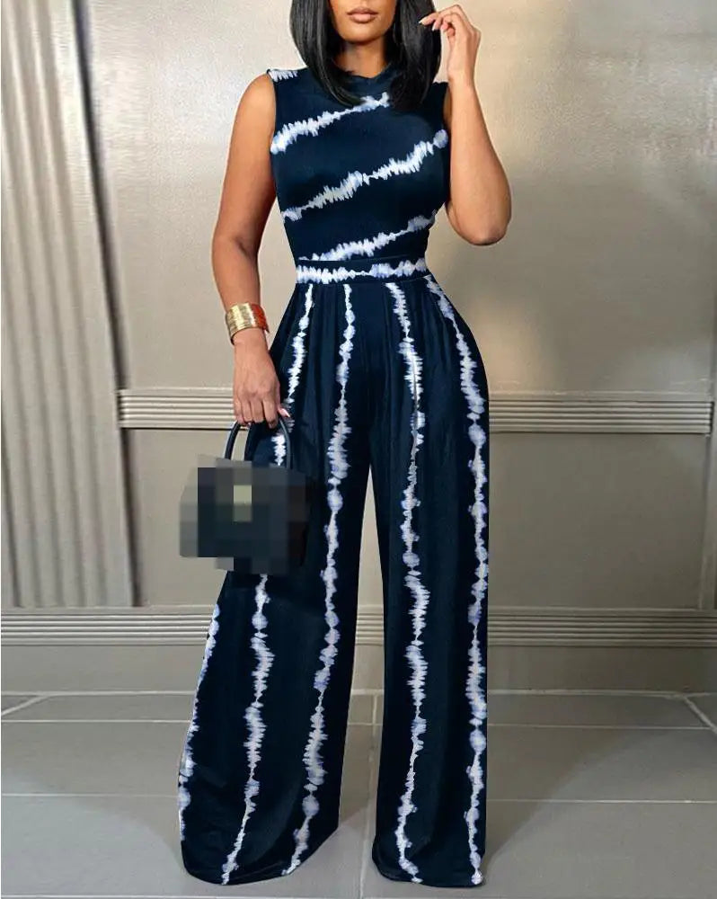Elegant Wide Leg Sleeveless Jumpsuit