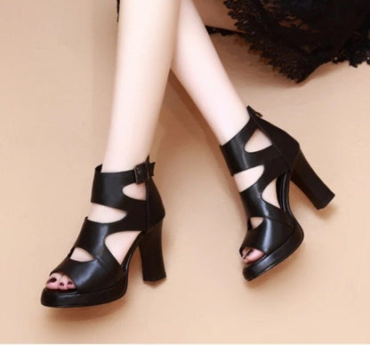 Black Classy Ankle Strap Sandals