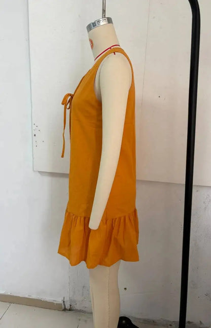 Sunset Tie-Front Ruffle Mini Dress