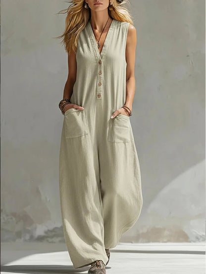 Effortless Wide Leg Sleeveless Jumpsuit