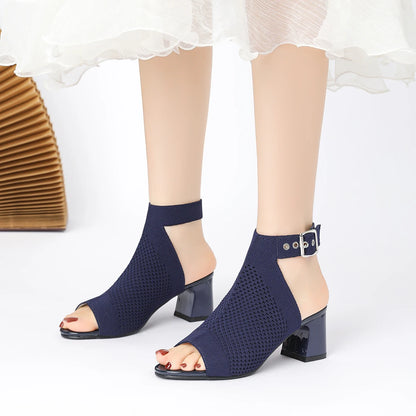 Chic Knit Peep Toe Sandals