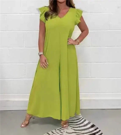 Elegant V-Neck Ruffle Jumpsuit