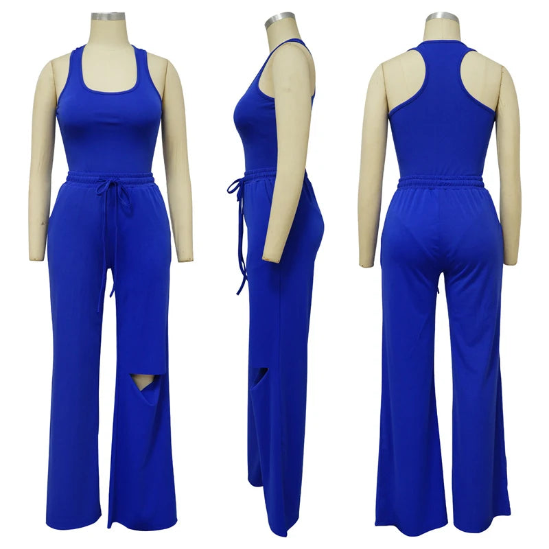 Casual Two Piece Wide Leg Set