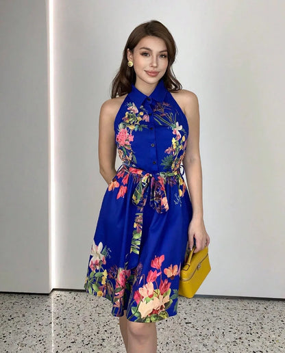 Floral Halter Neck Summer Dress