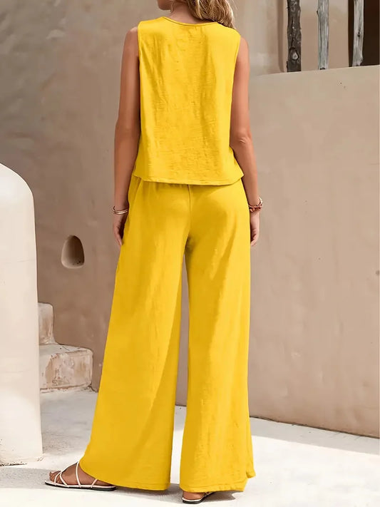 Serene Breeze Wide-Leg Two-Piece Set
