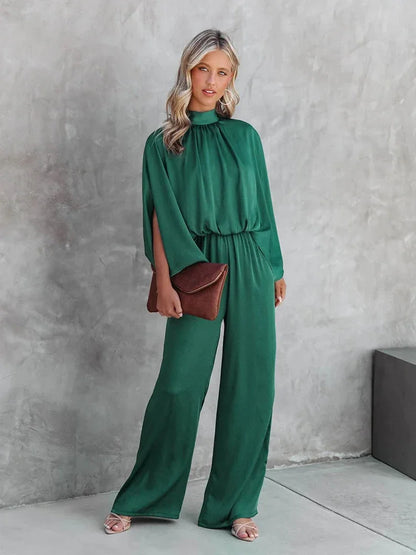 Jumpsuits for women 2022 elegant Autumn Elegant Casual Long Sleeve Solid Color Waist Loose Wide Legs Pants Jumpsuit