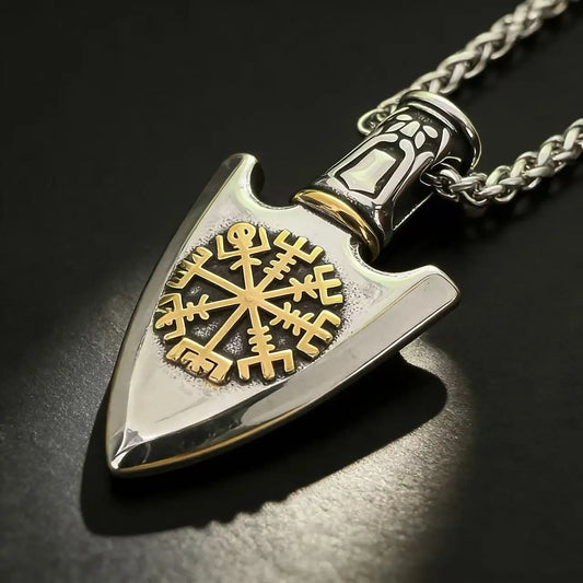 Viking Arrowhead Compass Pendant Necklace