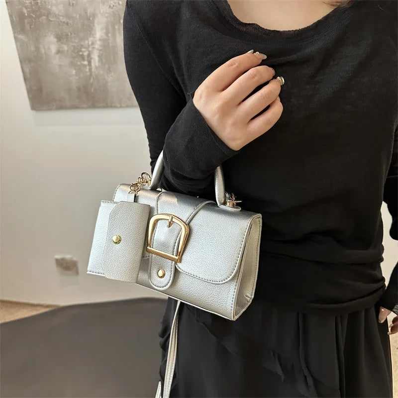Structured Buckle Top-Handle Mini Bag