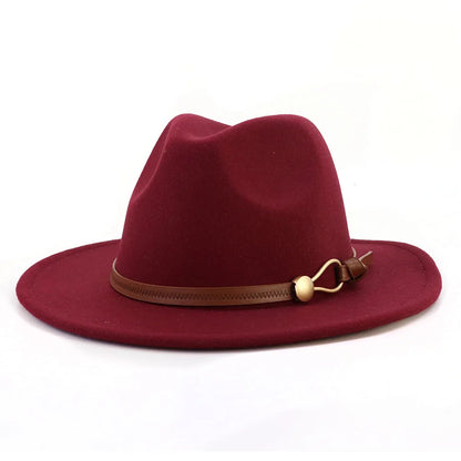 Belt Buckle Wide Brim Fedora Hat