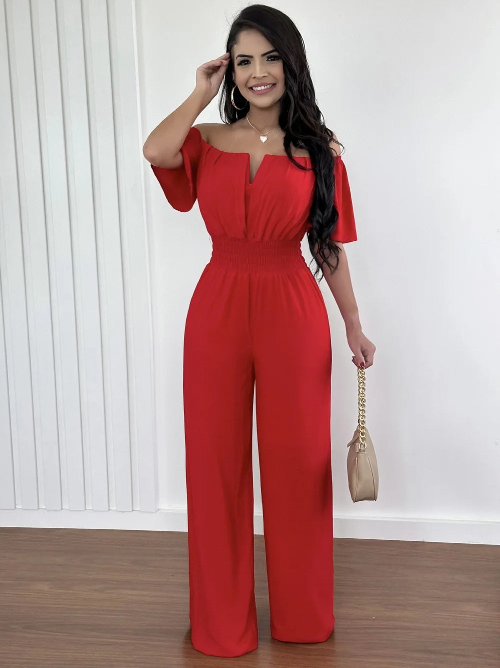 Classy Off-Shoulder High Waist Jumpsuit