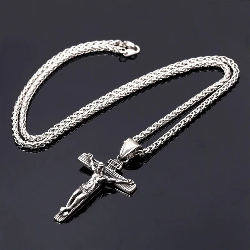 Stainless Steel Crucifix Pendant Necklace