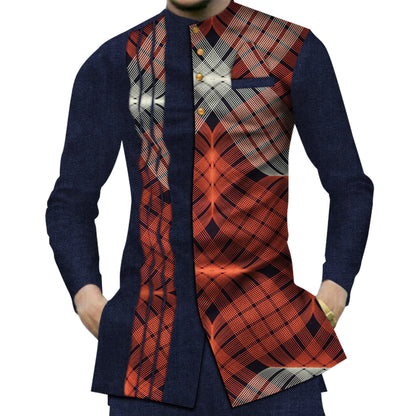 Casual 100% Cotton Mens African  Print Shirt