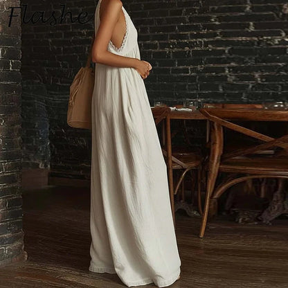 Halter Backless Wide-Leg Boho Jumpsuit