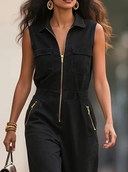 Elegant Zip-Front Utility Jumpsuit