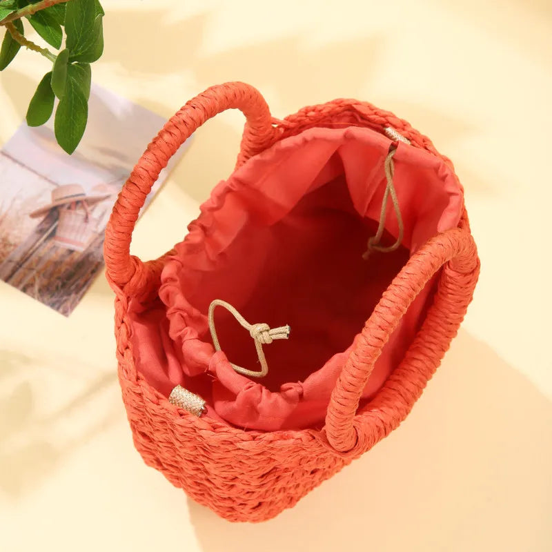 Handwoven Straw Half-Moon Bag