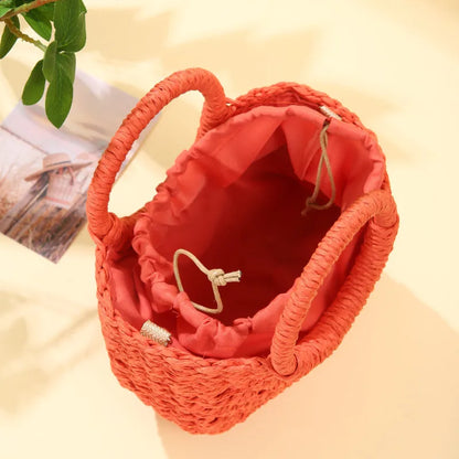 Handwoven Straw Half-Moon Bag