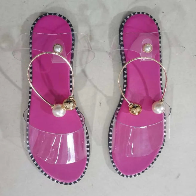 Pearly Bead Slingback Sandals