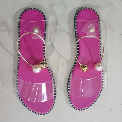Pearly Bead Slingback Sandals