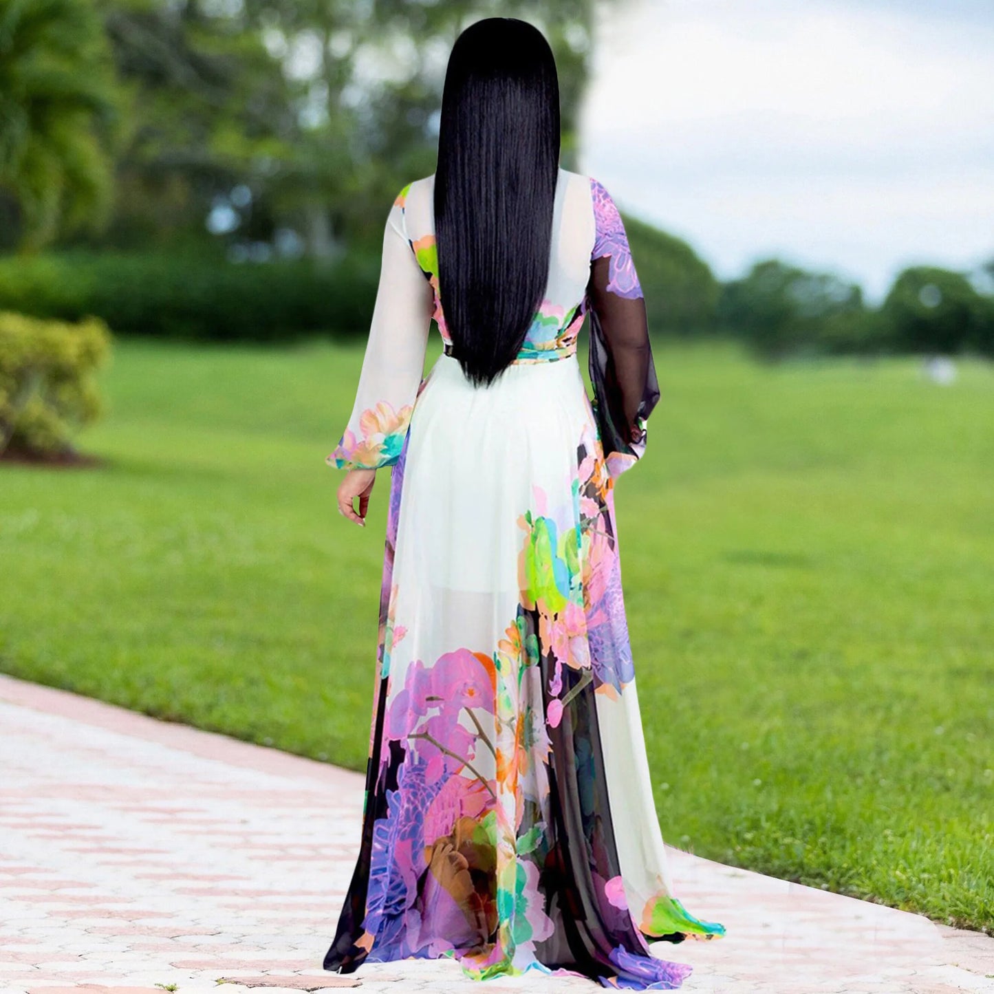 Women's Printed Wrap Maxi Dress