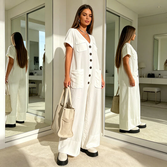 Effortless Wide-Leg Utility Jumpsuit