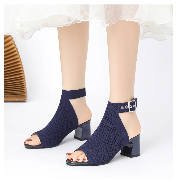 Chic Knit Peep Toe Sandals