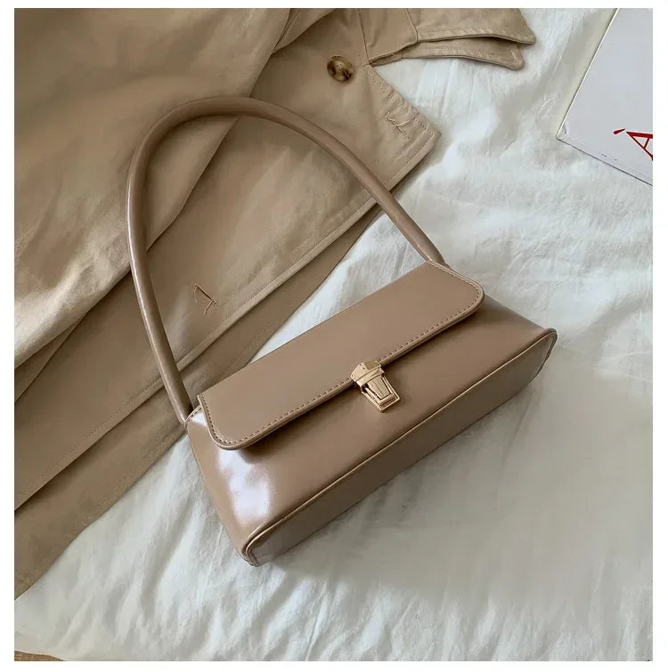Minimalist Leather Baguette Shoulder Bag