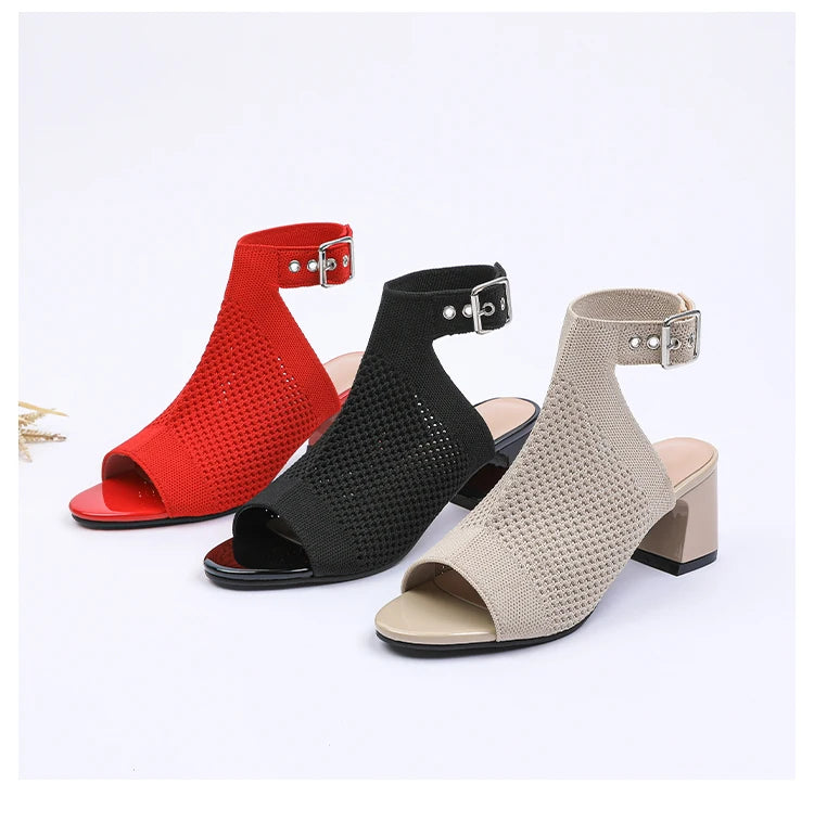 Chic Knit Peep Toe Sandals