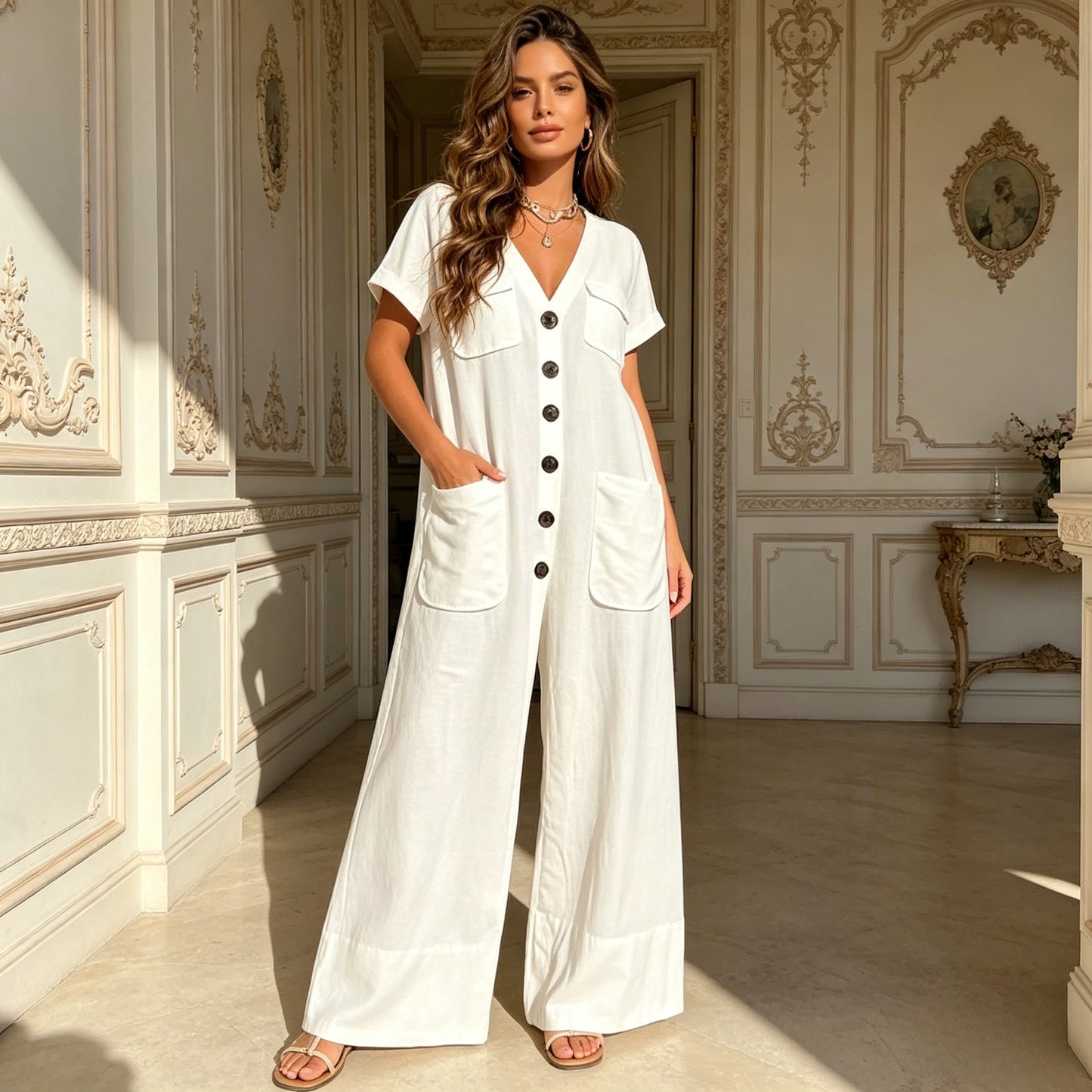 Effortless Wide-Leg Utility Jumpsuit