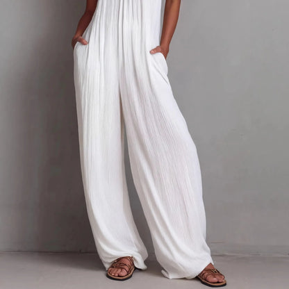 Sundrenched Pleated Halter Jumpsuit