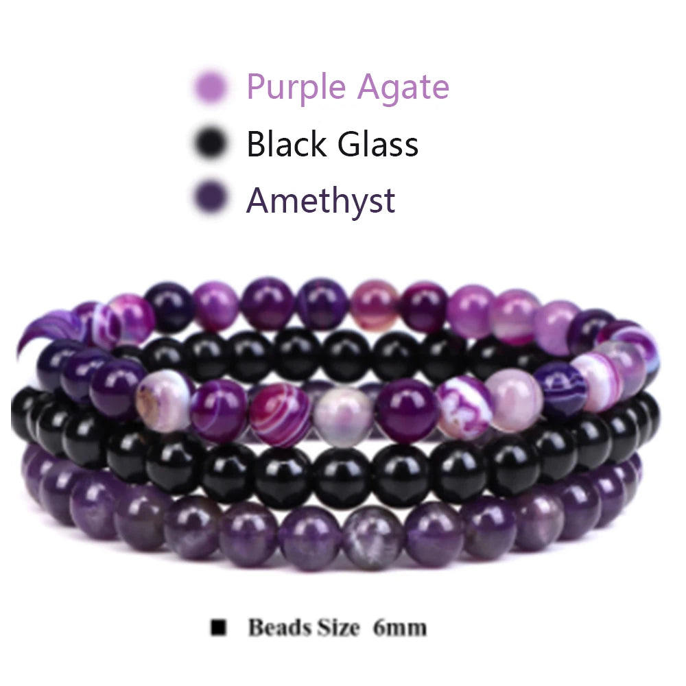 3Pcs Stacked Natural Stone Bracelet Set