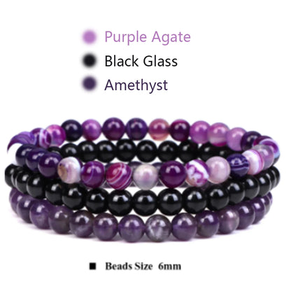 3Pcs Stacked Natural Stone Bracelet Set