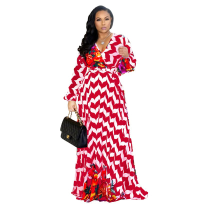 Women's Printed Wrap Maxi Dress
