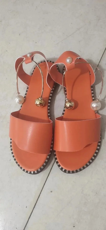 Pearly Bead Slingback Sandals