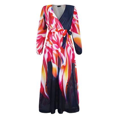 Women's Printed Wrap Maxi Dress