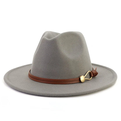 Belt Buckle Wide Brim Fedora Hat