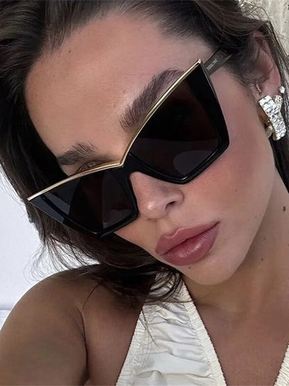 Oversized Bar Cat Eye Sunglasses