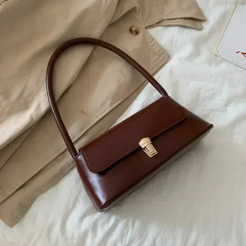 Minimalist Leather Baguette Shoulder Bag