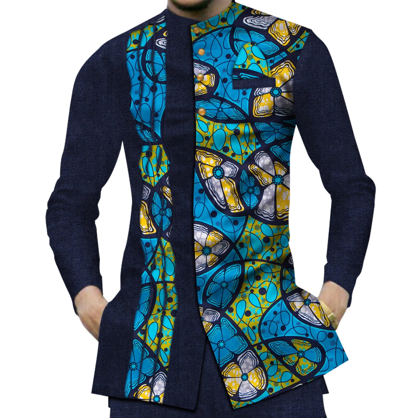 Casual 100% Cotton Mens African  Print Shirt