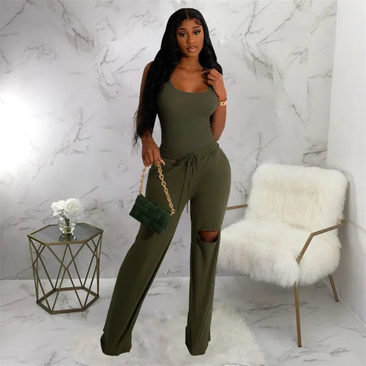 Casual Two Piece Wide Leg Set