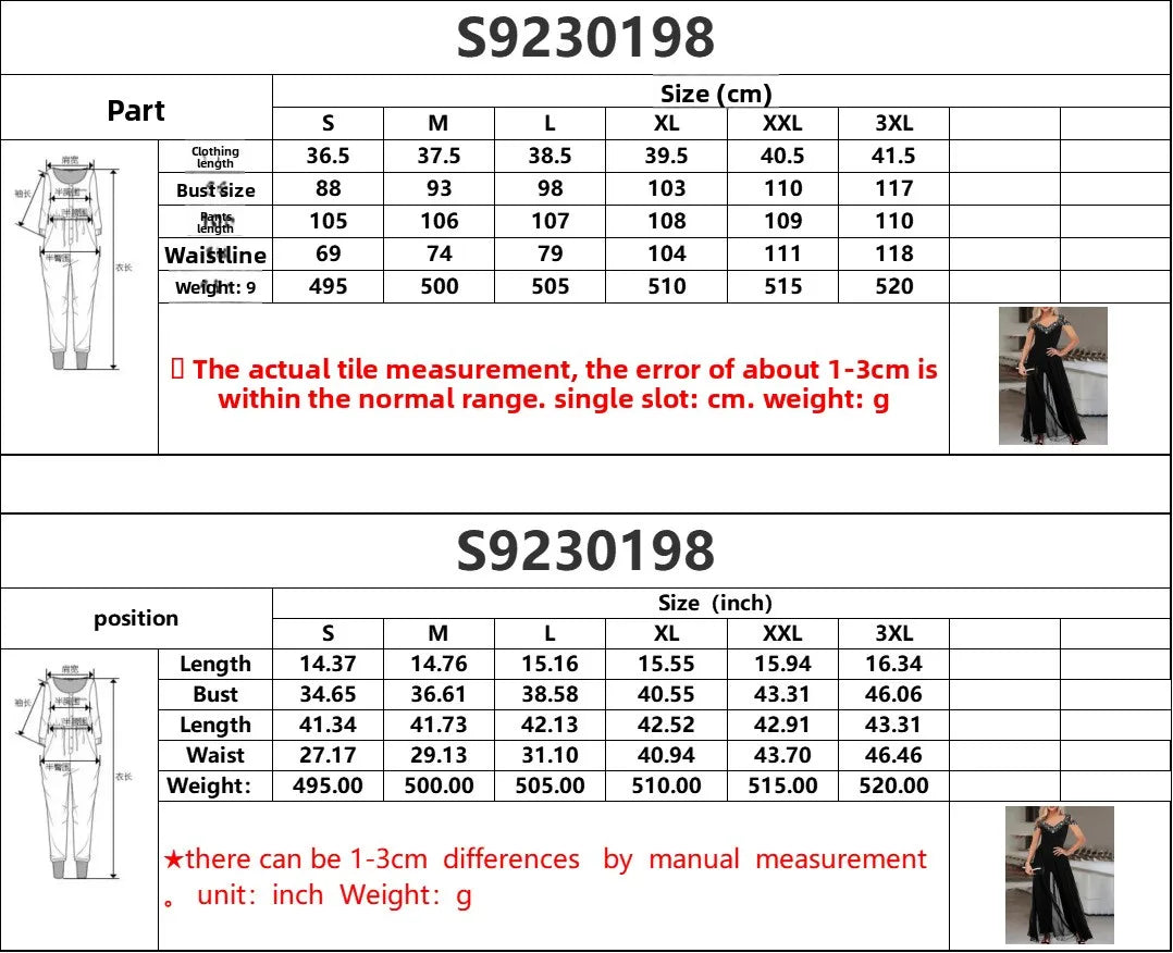 Size chart for a garment with measurements in centimeters and inches.