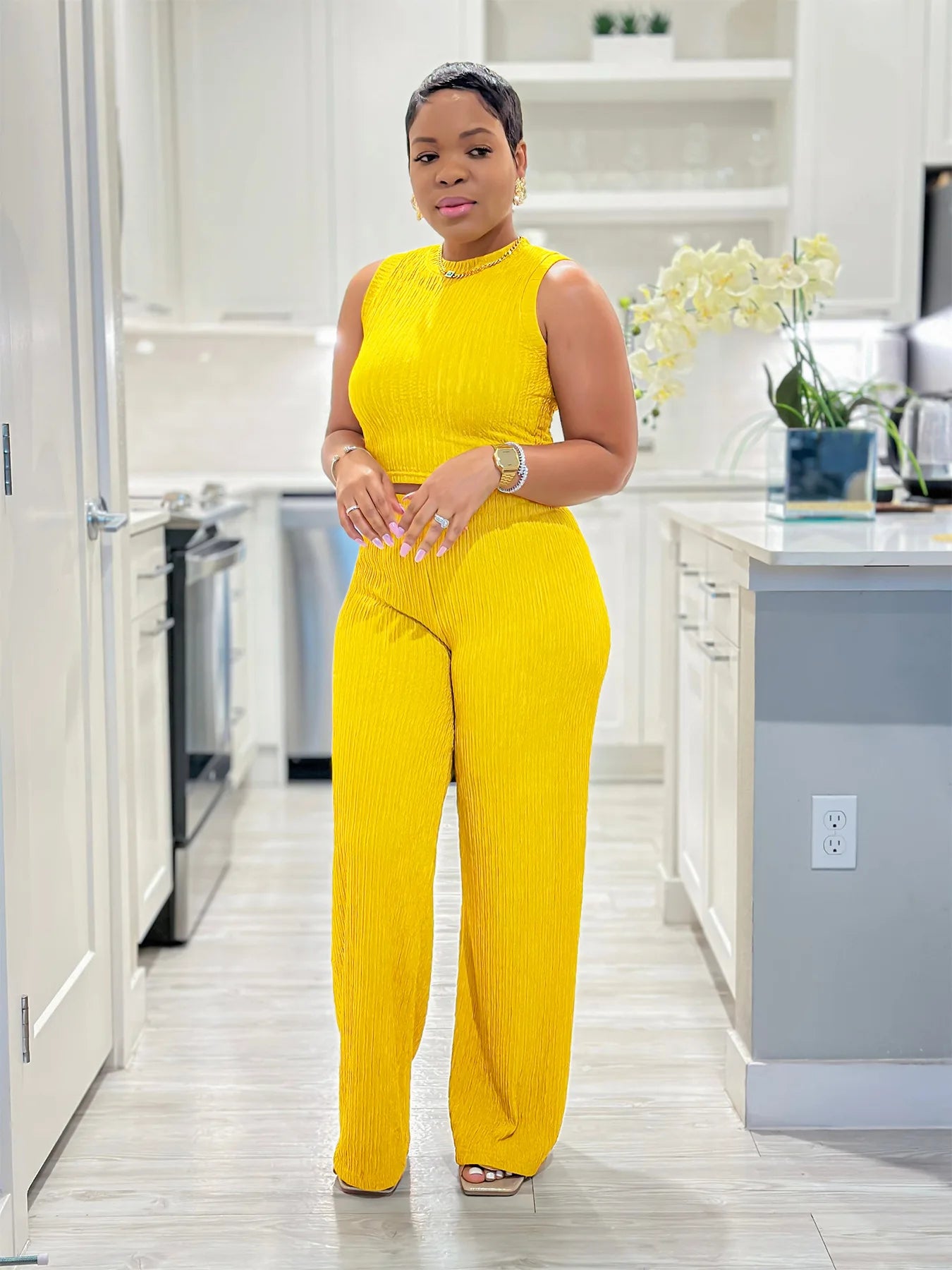 Chic Tank Top Pantsuit Ensemble