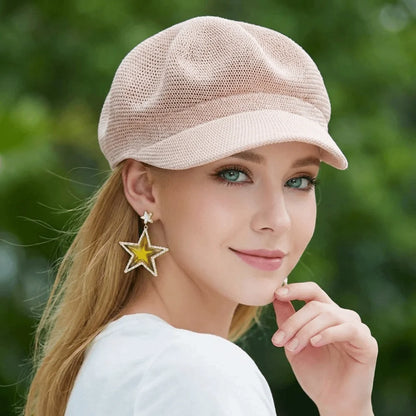 Breathable Woven Visor Newsboy Cap