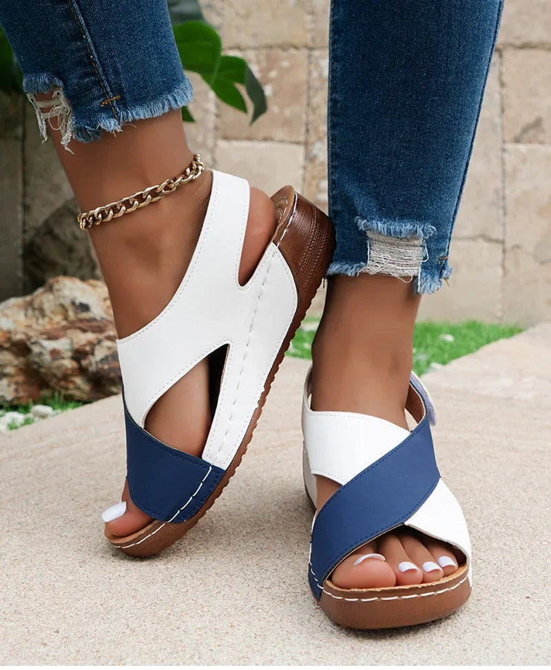 Casual Style Colorblock Wedge Sandals
